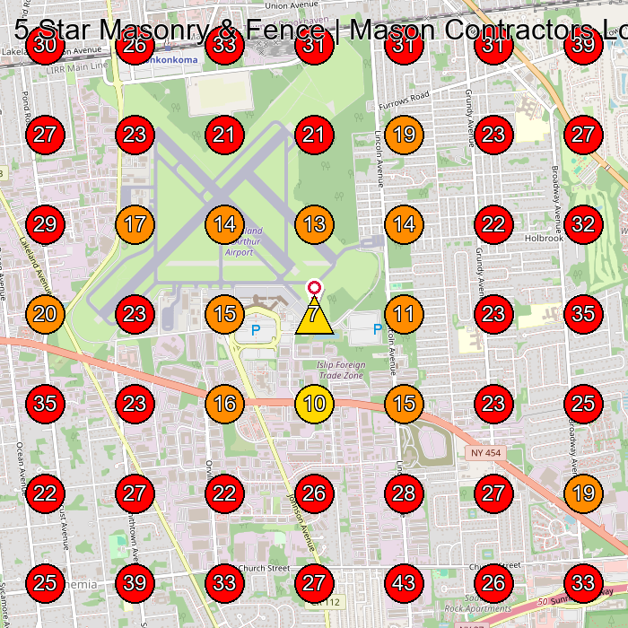5 Star Masonry & Fence | Mason Contractors Long Island | Fence Company Long Island GeoGrid visibility map for Masonry Contractor in Holbrook